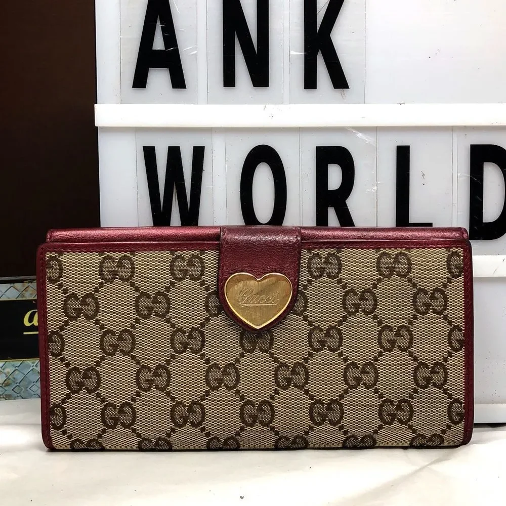GUCCI GG monogram Heart long checkbook wallet vintage